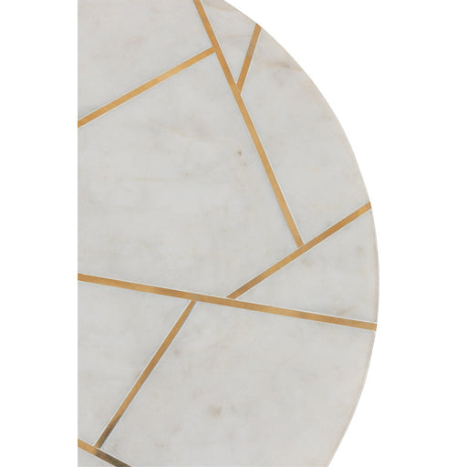 J-Line Set Van twee bijzettafel marmer/ijzer goud/wit-Bijzettafels-J-Line