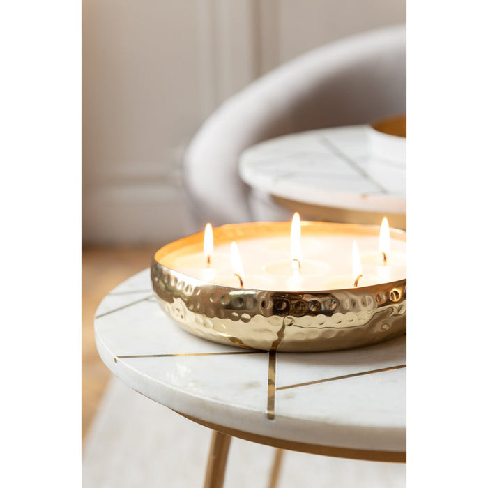 J-Line Set Van twee bijzettafel marmer/ijzer goud/wit-Bijzettafels-J-Line