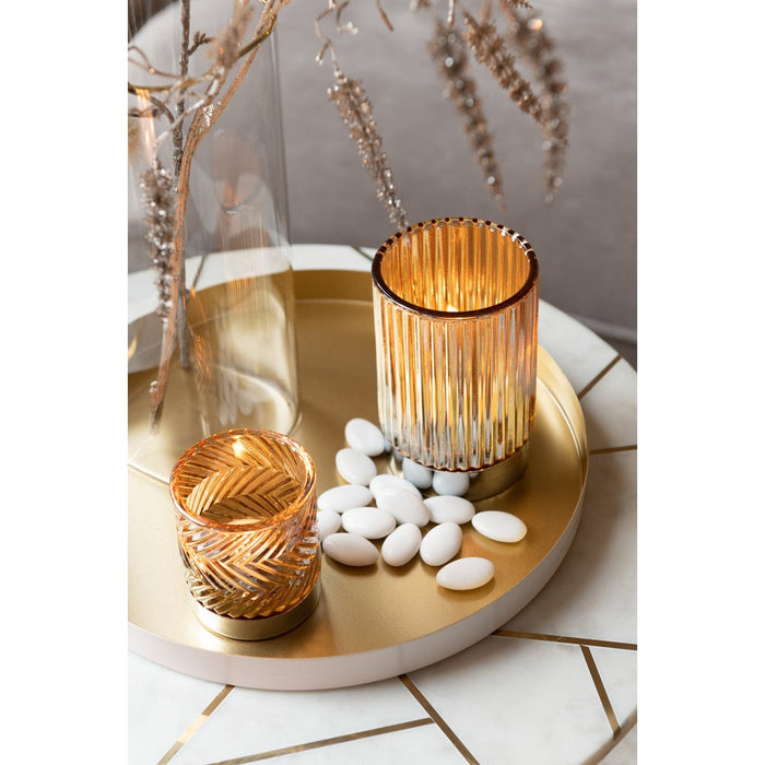 J-Line Set Van twee bijzettafel marmer/ijzer goud/wit-Bijzettafels-J-Line