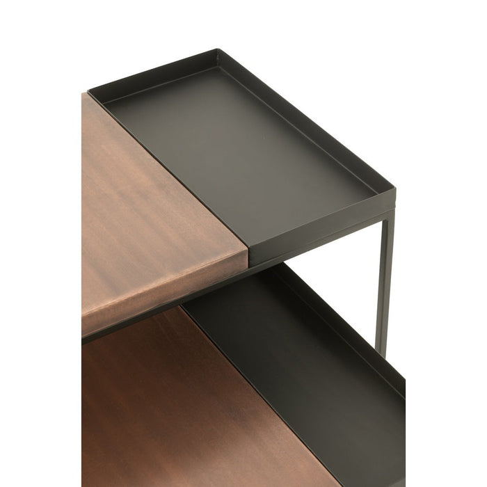 J-Line Set Van twee bijzettafel metaal brons/zwart-Bijzettafels-J-Line