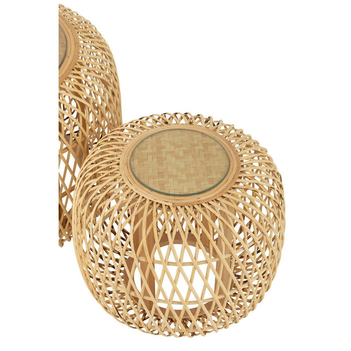 J-Line Set Van twee bijzettafels afrika bamboe/sparhout naturel-Bijzettafels-J-Line