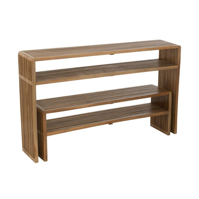 J-Line Set van 2 console met schap gerecycleerd teak naturel-Consoletafels-J-Line