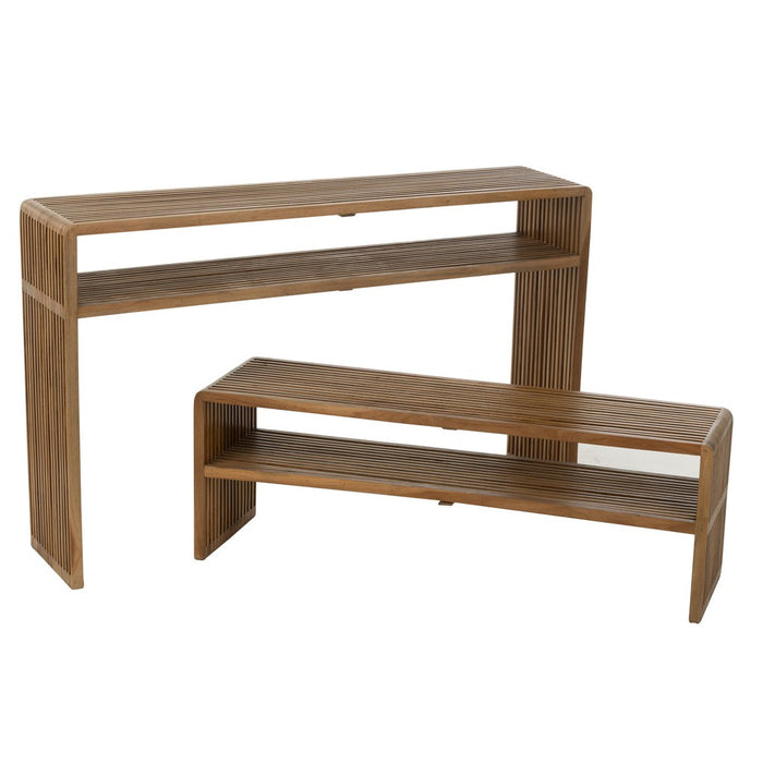 J-Line Set van 2 console met schap gerecycleerd teak naturel-Consoletafels-J-Line