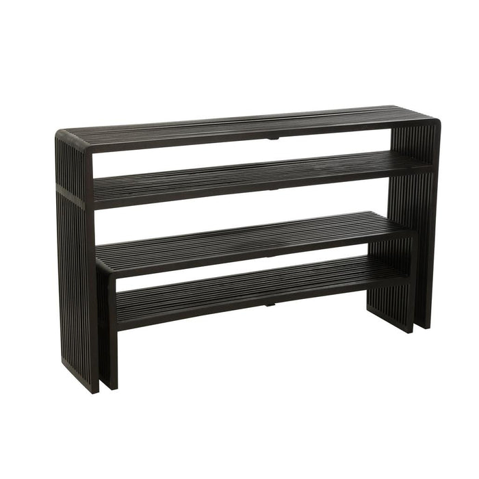 J-Line Set van 2 console met schap gerecycleerd teak zwart-Consoletafels-J-Line