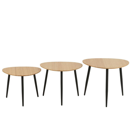 J-Line Set van drie bijzettafels palet bamboe/metaal naturel/zwart-Bijzettafels-J-Line