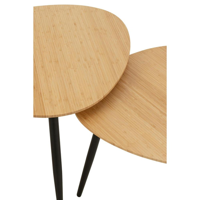 J-Line Set van drie bijzettafels palet bamboe/metaal naturel/zwart-Bijzettafels-J-Line