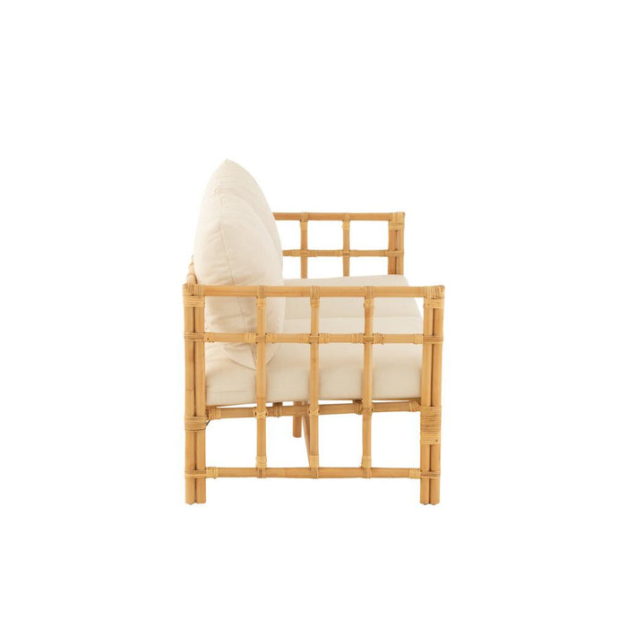 J-Line Sofa Elise+kussen 2 personen rotan/textiel naturel/wit-2-Zitsbanken-J-Line