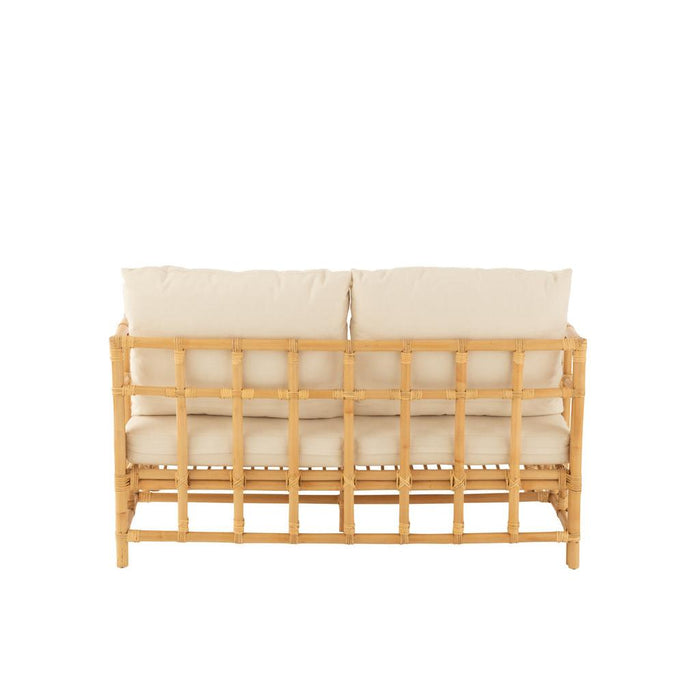 J-Line Sofa Elise+kussen 2 personen rotan/textiel naturel/wit-2-Zitsbanken-J-Line