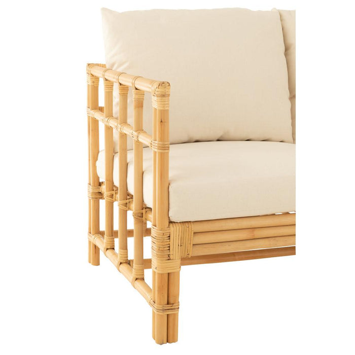 J-Line Sofa Elise+kussen 2 personen rotan/textiel naturel/wit-2-Zitsbanken-J-Line