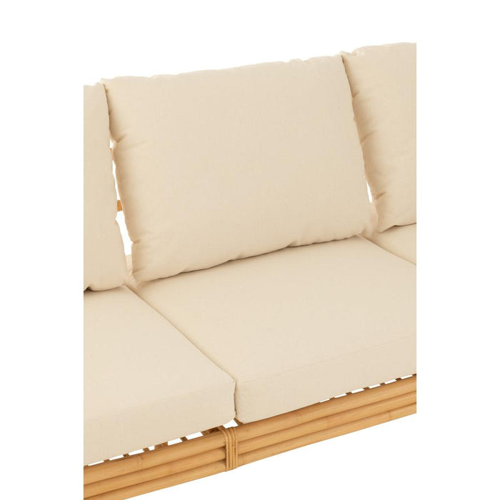 J-Line Sofa Elise+kussen 3 personen rotan/textiel naturel/wit-3-Zitsbanken-J-Line