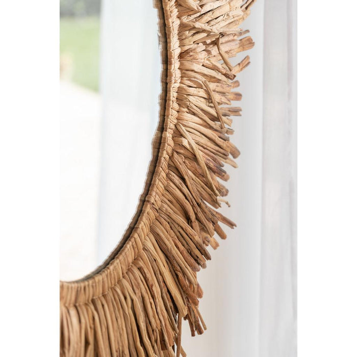 J-Line Spiegel Maurice rond waterhyacint bruin large-Spiegels-J-Line