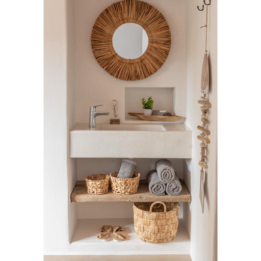 J-Line Spiegel Maurice rond waterhyacint bruin small-Spiegels-J-Line