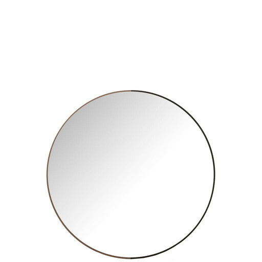 J-Line Spiegel Rond metaal/hout zwart large-Spiegels-J-Line
