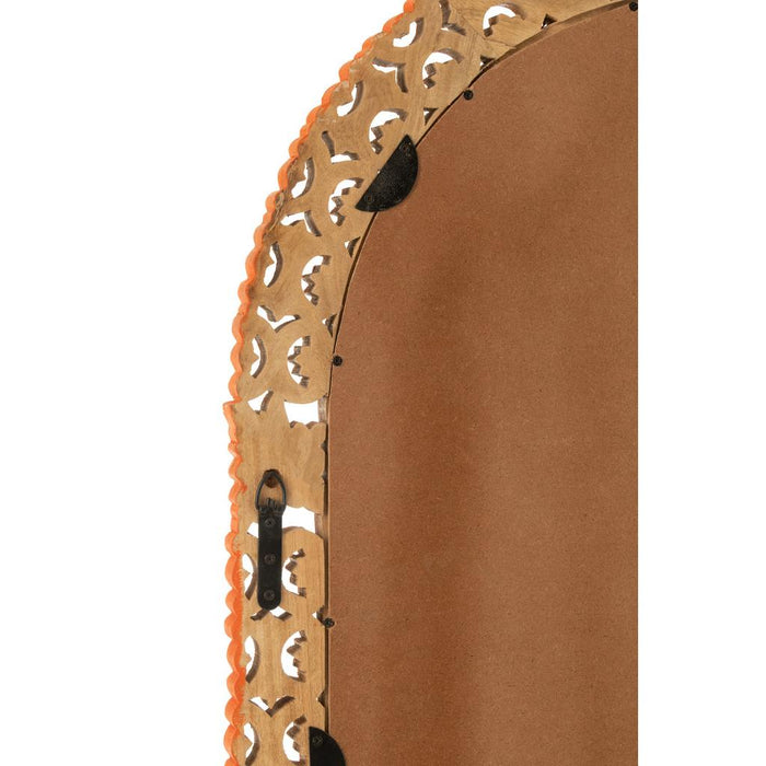 J-Line Spiegel gekerfd mumbai mango hout mix-Spiegels-J-Line
