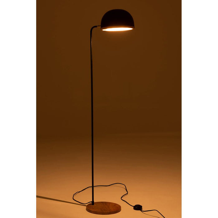 J-Line Staande Lamp evy ijzer/hout zwart/naturel-Vloerlampen-J-Line