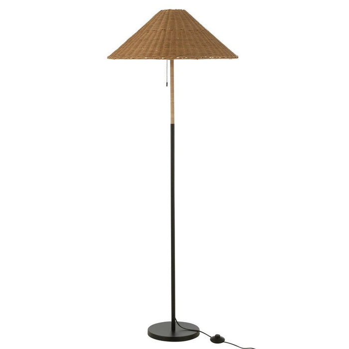 J-Line Staande Lamp metaal/rattan zwart/naturel-Vloerlampen-J-Line