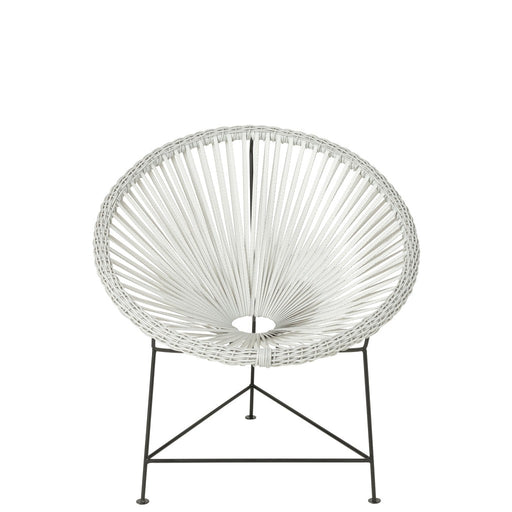 J-Line Stoel Acapulco metaal/rotan wit-Eetkamerstoelen-J-Line