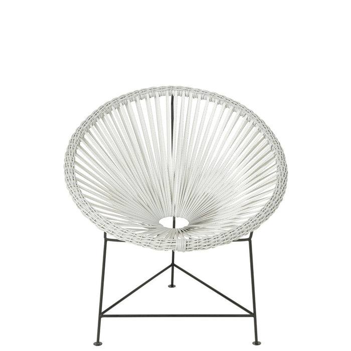 J-Line Stoel Acapulco metaal/rotan wit-Eetkamerstoelen-J-Line