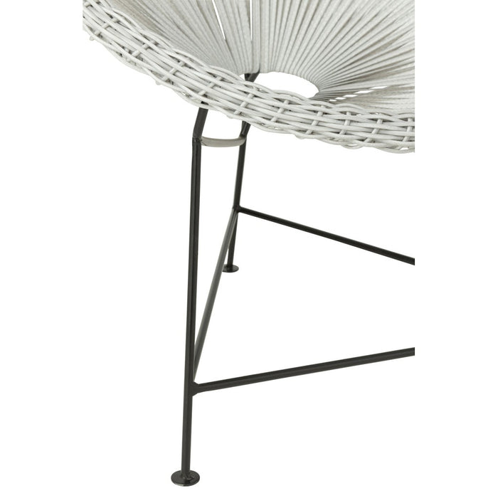 J-Line Stoel Acapulco metaal/rotan wit-Eetkamerstoelen-J-Line