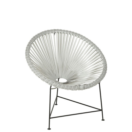 J-Line Stoel Acapulco metaal/rotan wit-Eetkamerstoelen-J-Line