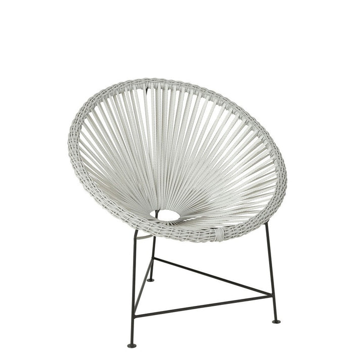 J-Line Stoel Acapulco metaal/rotan wit-Eetkamerstoelen-J-Line