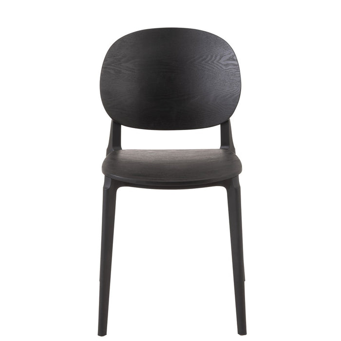 J-Line Stoel Basic polyester/veneer zwart-Eetkamerstoelen-J-Line