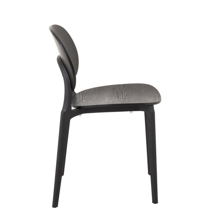 J-Line Stoel Basic polyester/veneer zwart-Eetkamerstoelen-J-Line