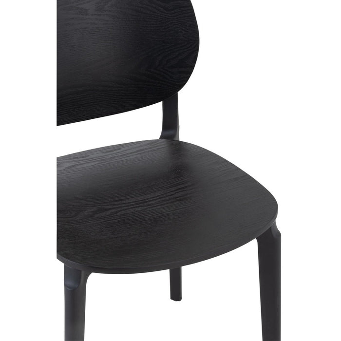 J-Line Stoel Basic polyester/veneer zwart-Eetkamerstoelen-J-Line
