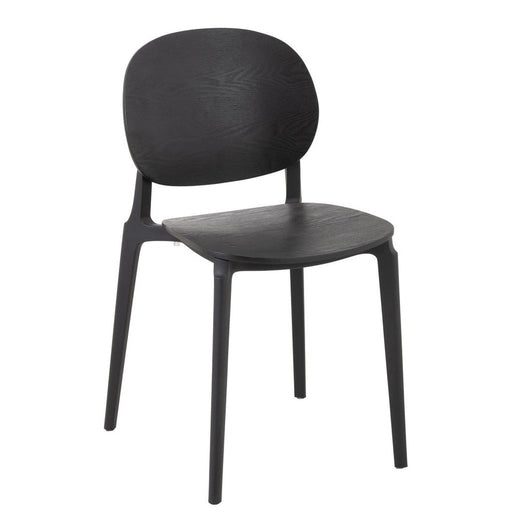 J-Line Stoel Basic polyester/veneer zwart-Eetkamerstoelen-J-Line
