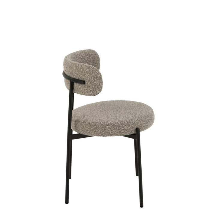J-Line Stoel Boucle multiplex/polyester grijs/zwart-Eetkamerstoelen-J-Line