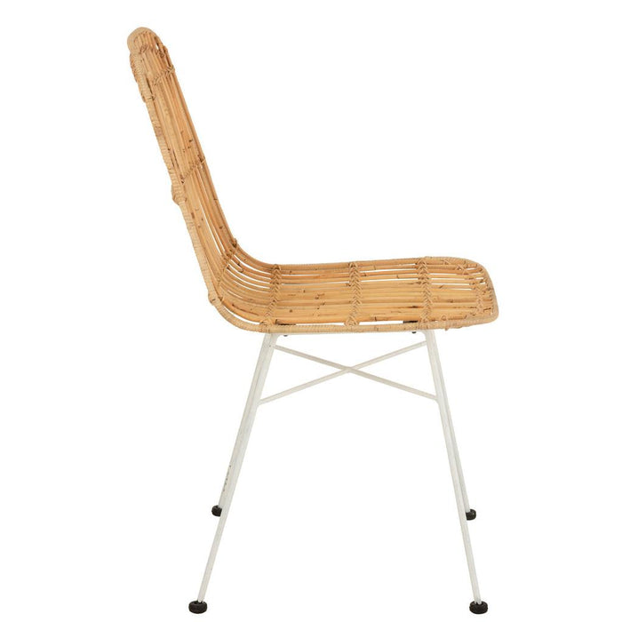 J-Line Stoel Ema rotan/metaal naturel/wit-Eetkamerstoelen-J-Line