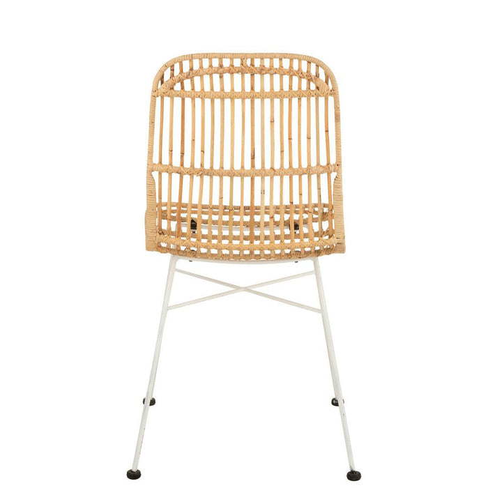 J-Line Stoel Ema rotan/metaal naturel/wit-Eetkamerstoelen-J-Line