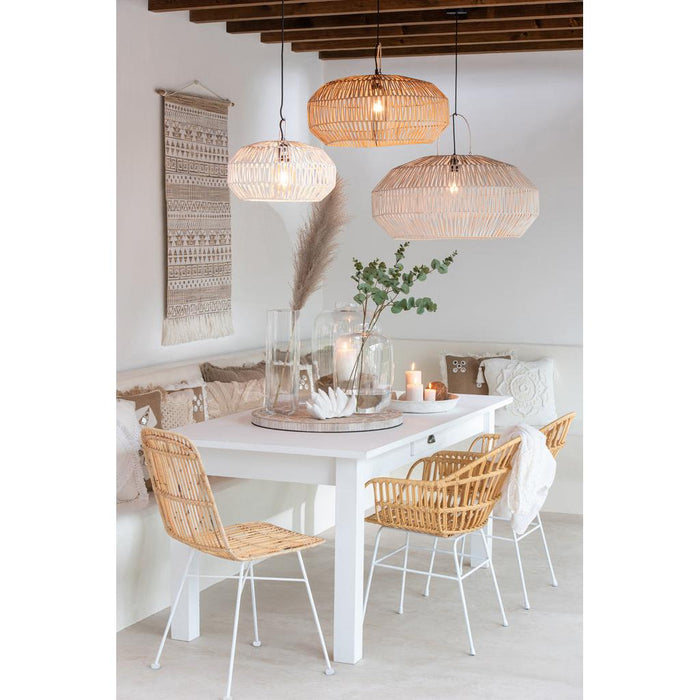 J-Line Stoel Ema rotan/metaal naturel/wit-Eetkamerstoelen-J-Line