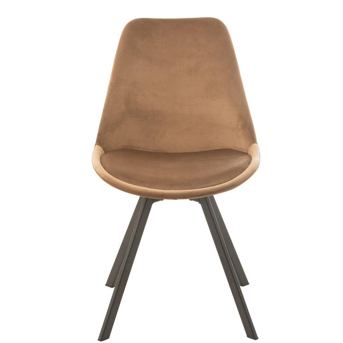 J-Line Stoel Helene metaal/textiel bruin-Eetkamerstoelen-J-Line
