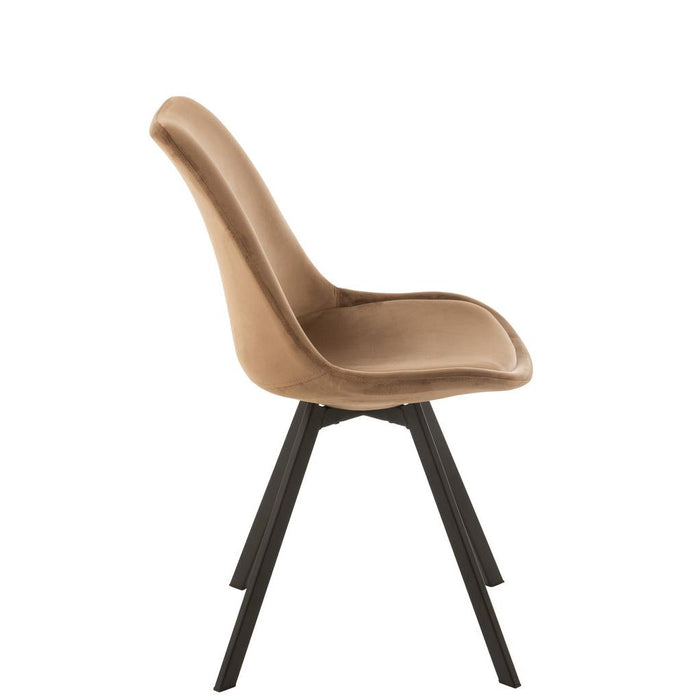 J-Line Stoel Helene metaal/textiel bruin-Eetkamerstoelen-J-Line