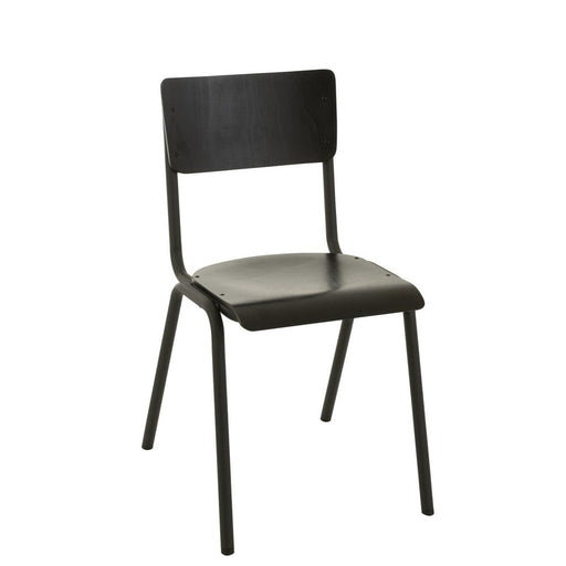 J-Line Stoel Hout/metaal zwart-Eetkamerstoelen-J-Line