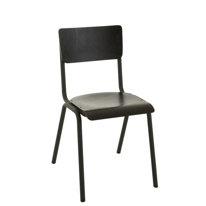 J-Line Stoel Hout/metaal zwart-Eetkamerstoelen-J-Line