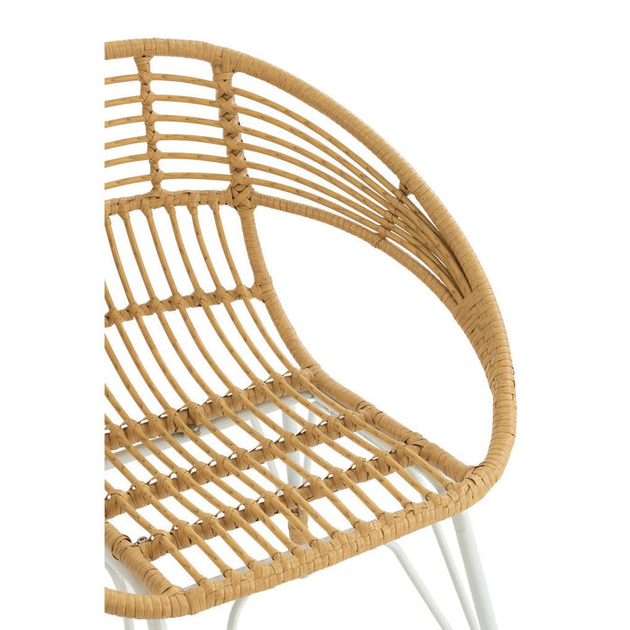 J-Line Stoel Jeanne buiten metaal/rattan naturel/wit-Eetkamerstoelen-J-Line