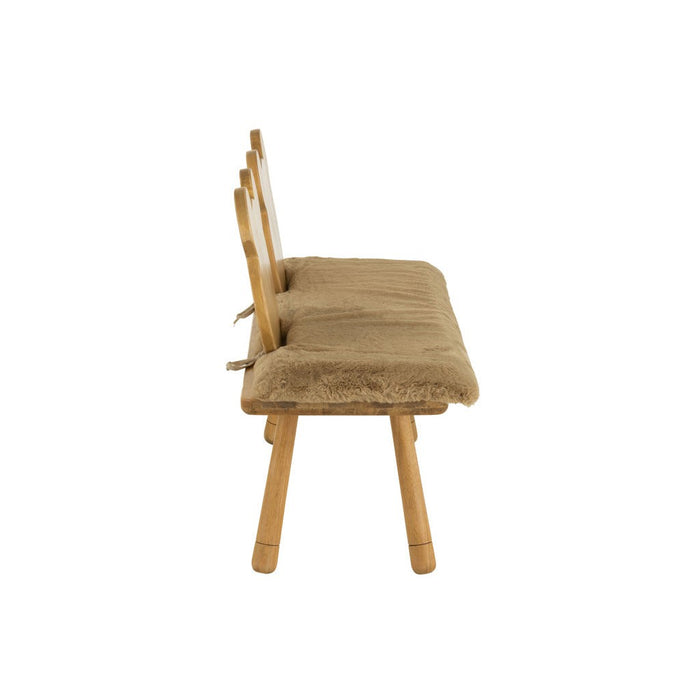 J-Line Stoel Kind beer 2 persoon hout naturel-Eetkamerstoelen-J-Line
