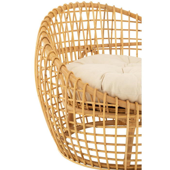 J-Line Stoel Lise+kussen 1 personen rotan/textiel naturel/wit-Fauteuils-J-Line