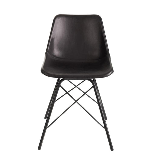 J-Line Stoel Loft leder/metaal zwart-Eetkamerstoelen-J-Line