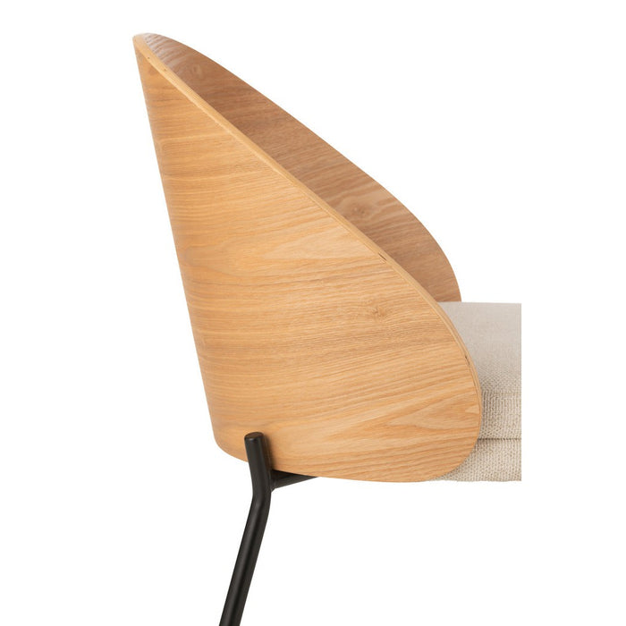 J-Line Stoel Lone multiplex/metaal naturel/beige-Eetkamerstoelen-J-Line