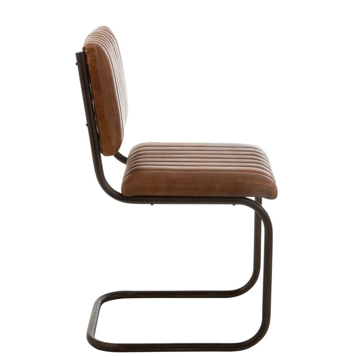 J-Line Stoel Modern leder/metaal cognac-Eetkamerstoelen-J-Line