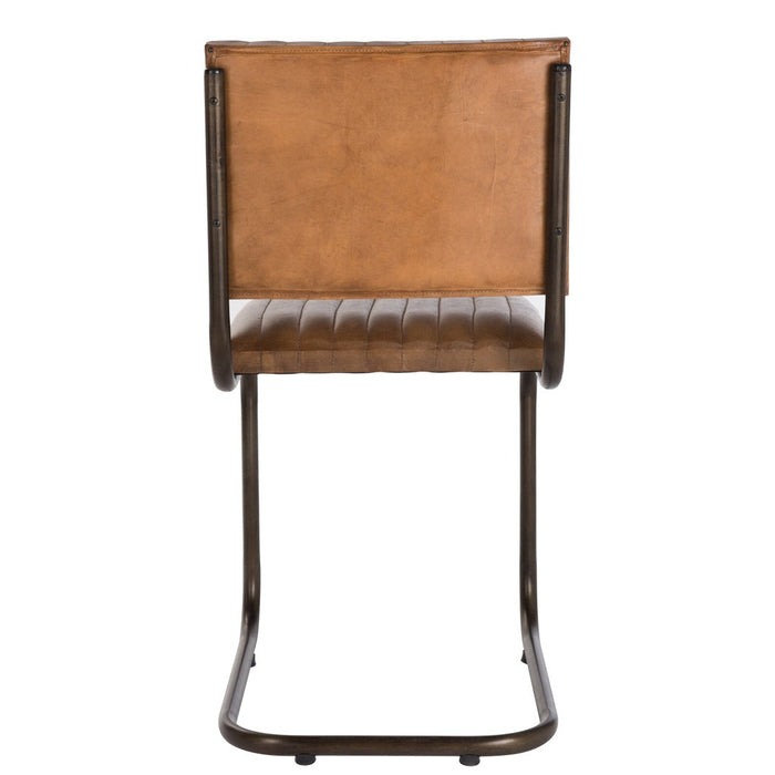 J-Line Stoel Modern leder/metaal cognac-Eetkamerstoelen-J-Line