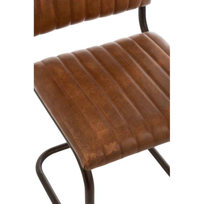 J-Line Stoel Modern leder/metaal cognac-Eetkamerstoelen-J-Line