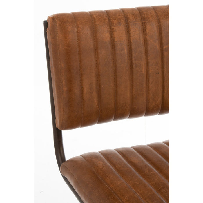 J-Line Stoel Modern leder/metaal cognac-Eetkamerstoelen-J-Line