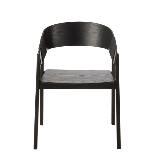 J-Line Stoel Naga essenhout/touw zwart-Eetkamerstoelen-J-Line