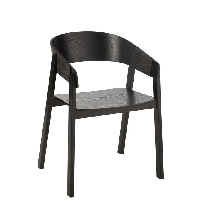 J-Line Stoel Naga essenhout/touw zwart-Eetkamerstoelen-J-Line