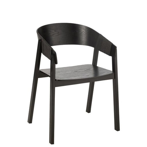 J-Line Stoel Naga essenhout/touw zwart-Eetkamerstoelen-J-Line