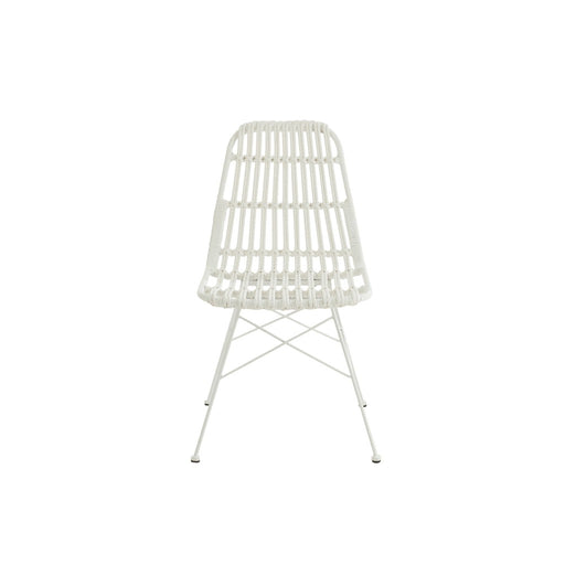 J-Line Stoel Rachel buiten metaal/rattan wit-Eetkamerstoelen-J-Line